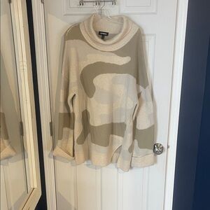 Express oversized Beige and Cream Cowl Neck Sweater Large